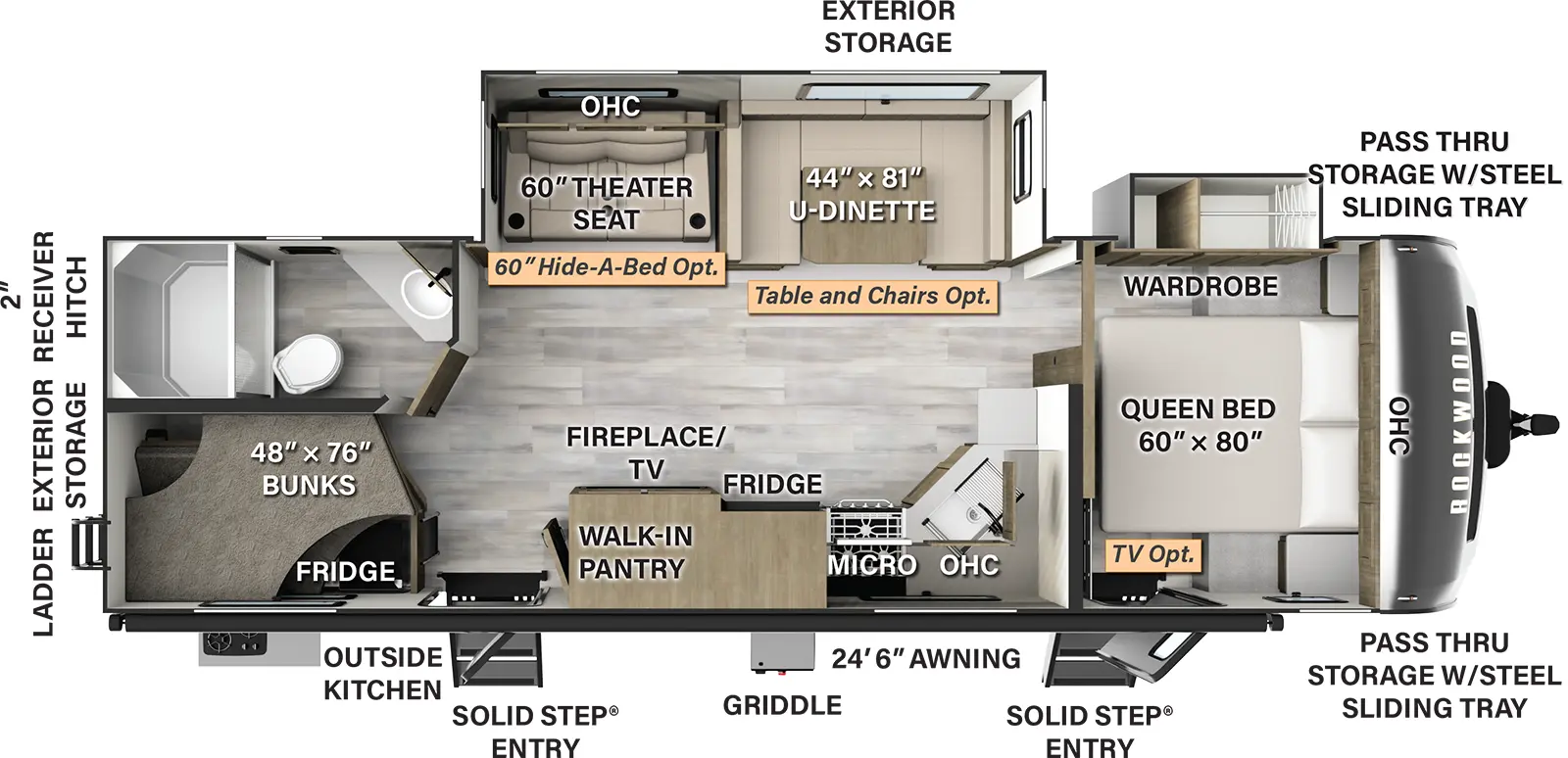 Rockwood Ultra Lite Travel Trailers 2706WS Floorplan